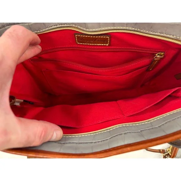 Dooney & Bourke Tote Bag in a Gray Crocodile-Embossed Leather Finish - Picture 9 of 16